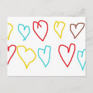 Crayon Hearts Postkarte