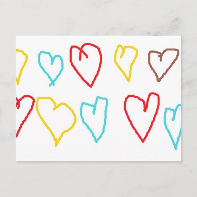 Crayon Hearts Postkarte (Vorderseite)