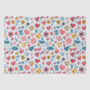 Crayon Hearts und Blume Seidenpapier