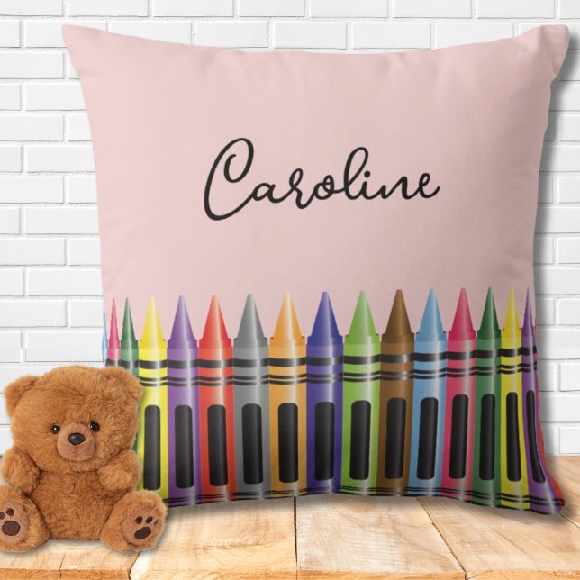Crayon Kids Bedroom Girl Pink Black Script Name Kissen (Von Creator hochgeladen)