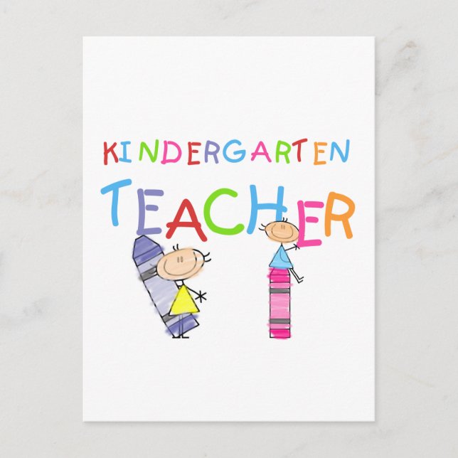 Crayon Kindergarten Lehrer Tshirts und Geschenke Postkarte (Vorderseite)