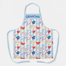 Crayon Kitchen Doodle Retro Cooking Pattern Schürze