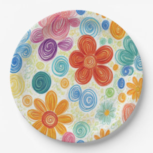 Crayon-Kritzel-Daisy-Design Pappteller