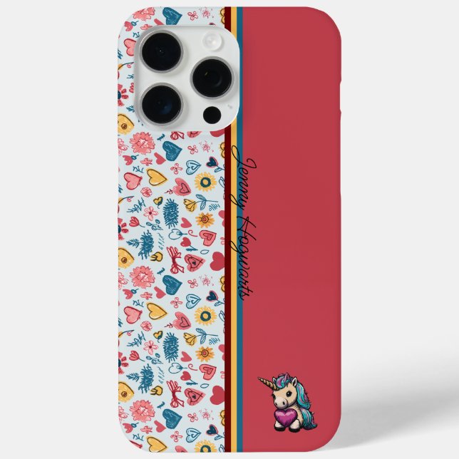 Crayon Pastel Heart & Blume Case-Mate iPhone Hülle (Rückseite)