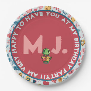 Crayon Pastel Heart & Blume Pappteller