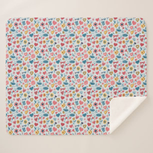 Crayon Pastel Heart & Blume Sherpadecke
