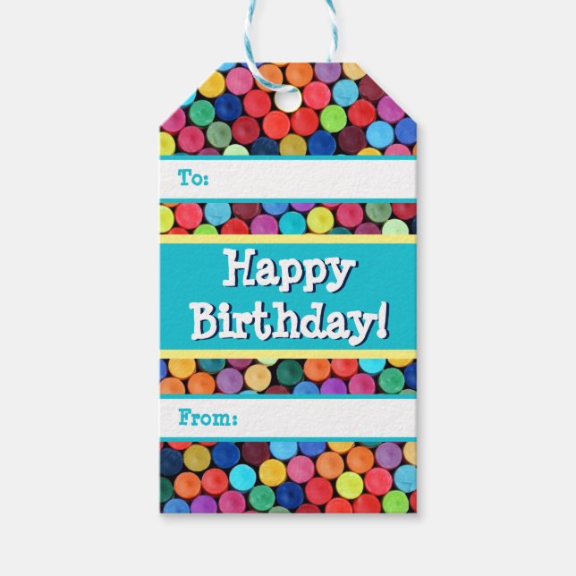 Crayon Polka Dot Gift Tags Geschenkanhänger (Vorderseite)