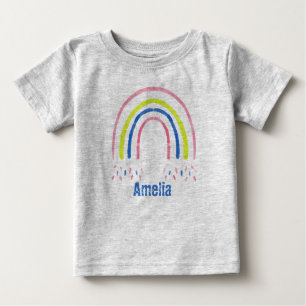 Crayon Rainbow Confetti Personalisiert Baby T-shirt