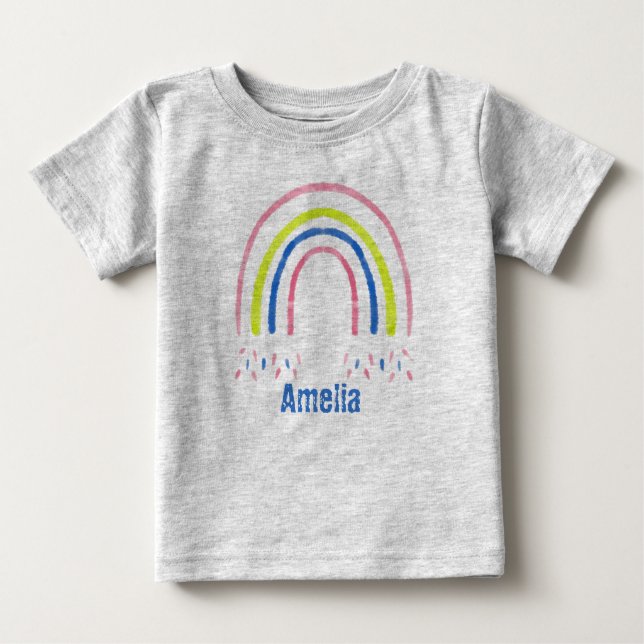 Crayon Rainbow Confetti Personalisiert Baby T-shirt (Vorderseite)