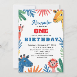 Crayon-Safari-Kinderparty-Tiere Dschungel-Safari Einladung