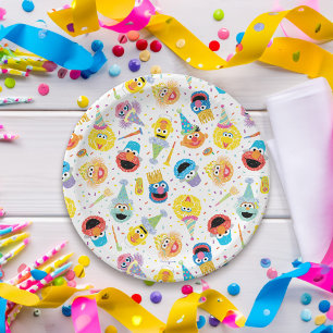 Crayon Sesame Pals Party Pattern Pappteller