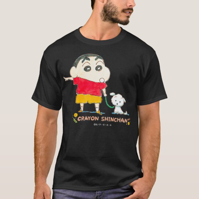 Crayon Shin-chan Shin-chan und Shiro Dort drüben T-Shirt (Vorderseite)