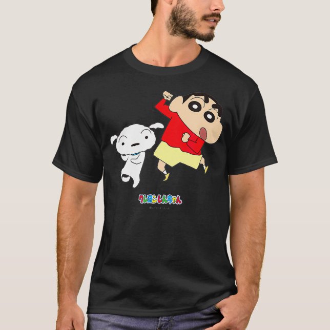 Crayon Shin-chan tanzt Shin-chan und Shiro T-Shirt (Vorderseite)