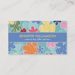 Crayon Sketch Mommy Calling Card (blau) Telefonnummerkarte