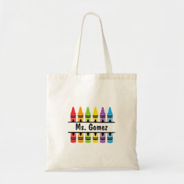 Crayon Teacher's Name Shopping Tote Bag Tragetasche