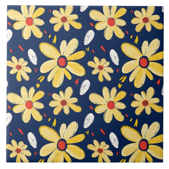 Crayon und Butterfly-Blume Fliese (Vorderseite)