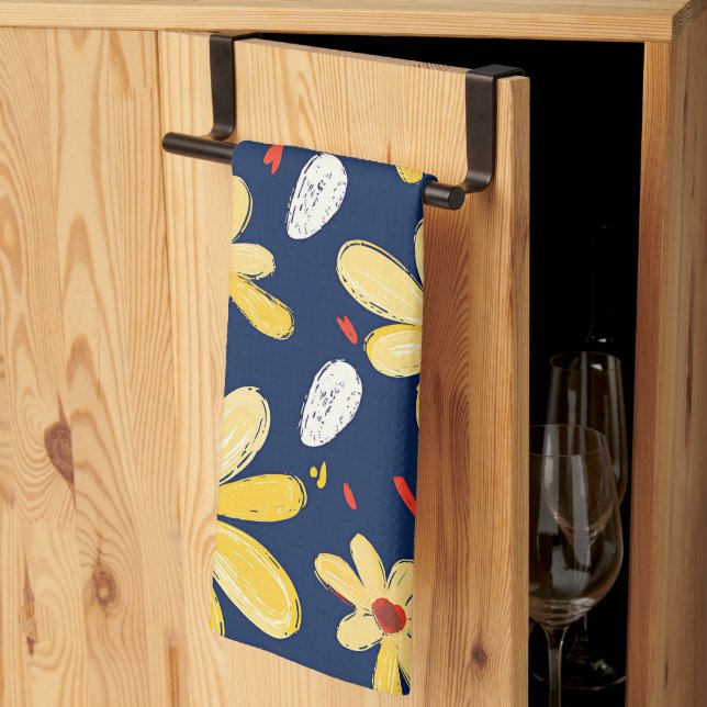 Crayon und Butterfly-Blume Geschirrtuch (Drittel gefaltet)