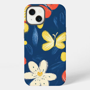 Crayon und Butterfly-Blume iPhone 13 Hülle