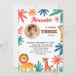 Crayon-Wasserfarben-Safari-Kinderparty-Tiere-Dschu Einladung