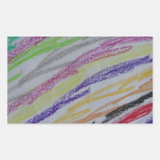 Crayon Zeichnend Lines Rechteckiger Aufkleber (Vorderseite)