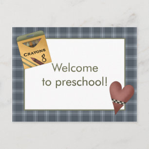 Crayons and Heart Welcome to Preschool Postcard Postkarte