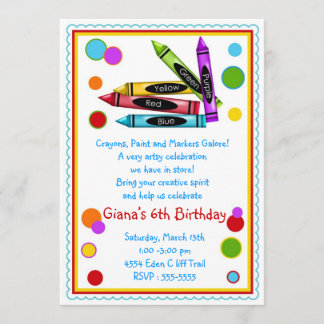 Crayons Art Paint Craft Geburtstagsparty Einladung