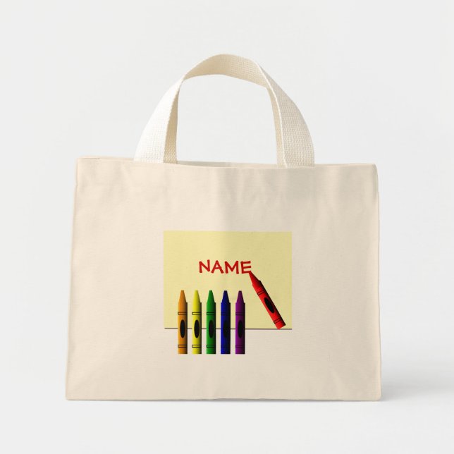 Crayons Color my Name Tote Bag Mini Stoffbeutel (Vorne)