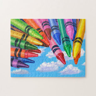 Crayons, die in der Himmelskarte schweben Puzzle