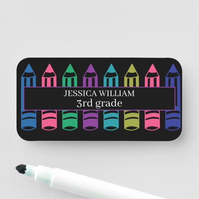 Crayons Doodles Personaliz Zurück zur Schule Namensschild (Beispiel)