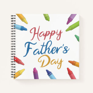 Crayons Happy Vatertag Typografie   Notebook Notizbuch