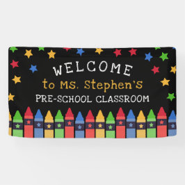 Crayons in den Grundfarben Begrüßungslehrerstube Banner