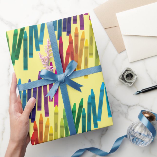 Crayons Kindergeburtstag Party Kunst Niedliche Far Geschenkpapier (Schenken)