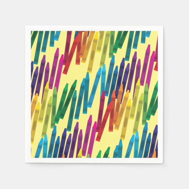 Crayons Kindergeburtstag Party Kunst, Niedliches N Serviette (Vorderseite)