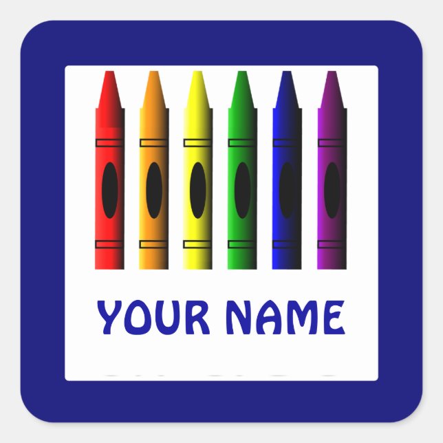 Crayons Name Template Blue Crayon Aufkleber (Vorderseite)