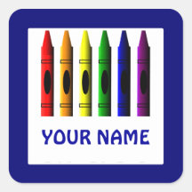 Crayons Name Template Blue Crayon Aufkleber