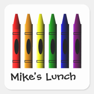 Crayons Name Template Crayon Lunch Bah Quadratischer Aufkleber