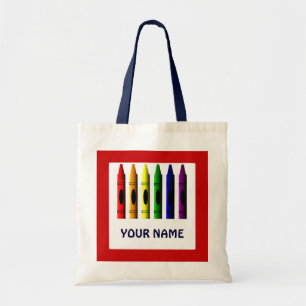 Crayons Name Template Crayon Red Tote Bag Tragetasche