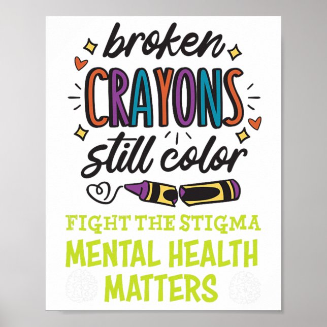 Crayons noch Farbe psychische Gesundheit Problem i Poster (Vorne)