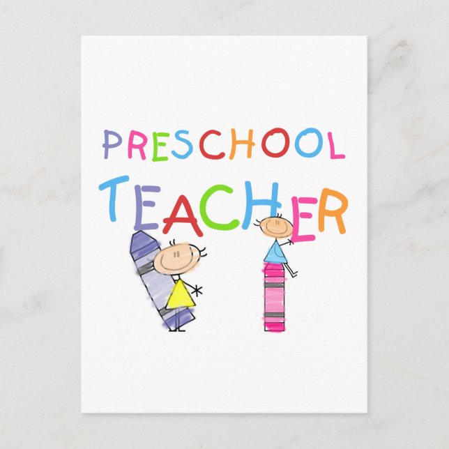 Crayons Preschool Teacher Tshirts und Geschenke Postkarte (Vorderseite)