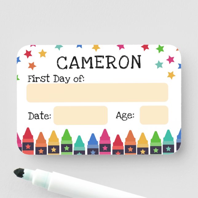 Crayons & Stars Erster Schultag Namensschild (Beispiel)