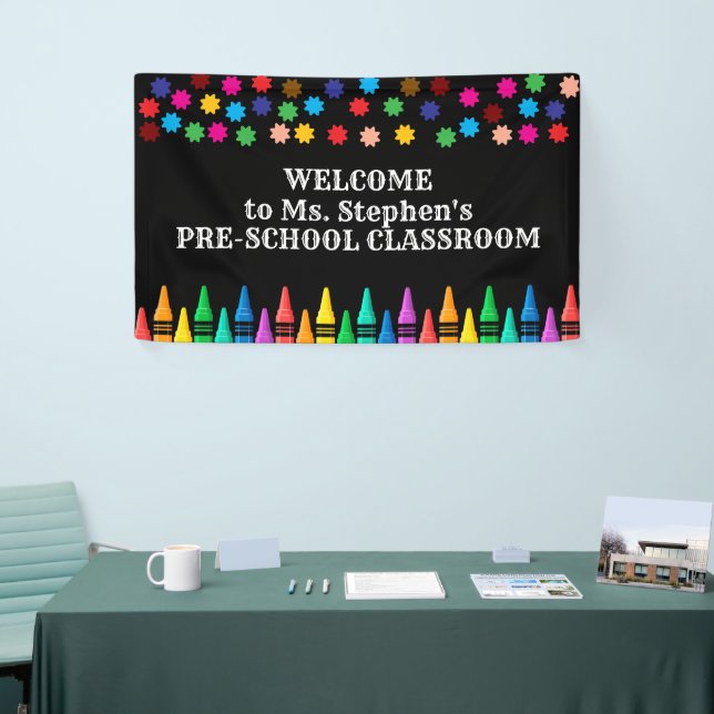 Crayons & Stars Farbenfroh Willkommen im Lehrer Banner (Messeveranstaltung)