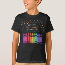 Crayons Stars farbenfrohe Willkommenslehrerin im K T-Shirt