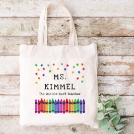 Crayons & Stars Weltbeste Lehrerbewertung Tragetasche