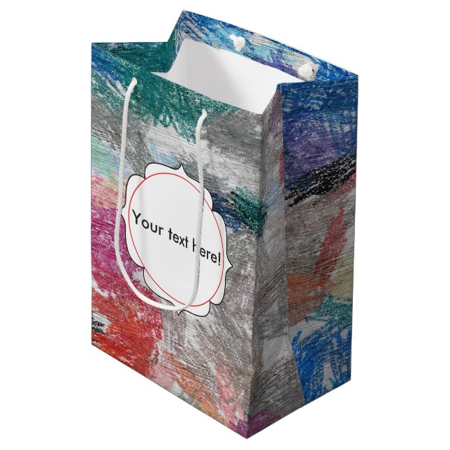 Crayons-Textur Mittlere Geschenktüte (Vorderseite Schrägansicht)