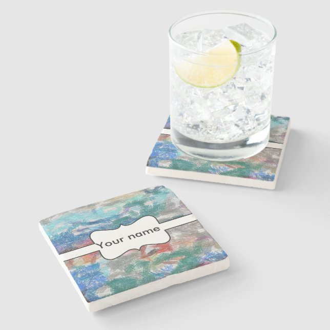 Crayons-Textur Steinuntersetzer (Seitenansicht)