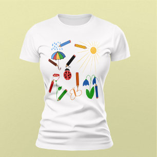 Crayons Zeichnete eine farbenfrohe Welt T-Shirt