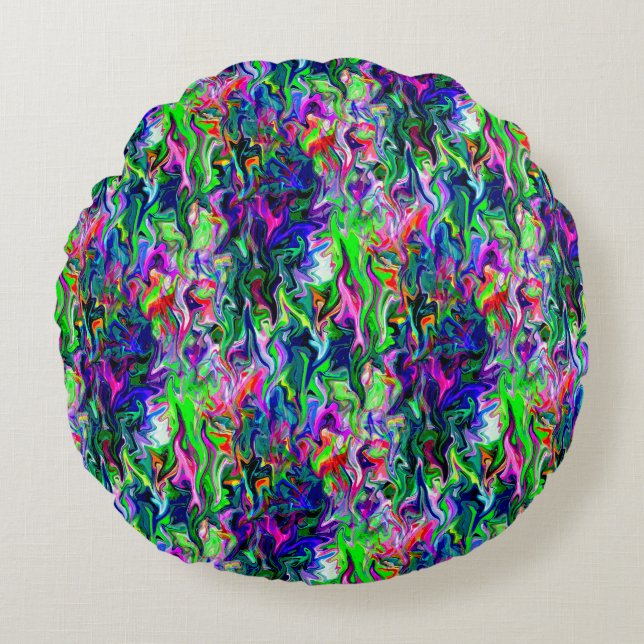 Crazee Squiggly Garden.... Rundes Kissen (Vorderseite)