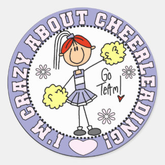 Crazy About Cheerleader T - Shirt und Geschenke Runder Aufkleber
