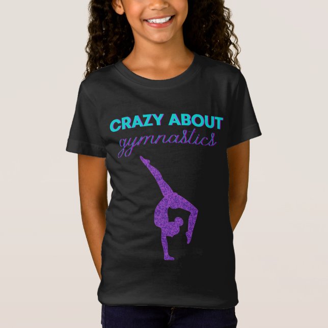Crazy About Gymnastics Lila & Aqua T - Shirt (Vorderseite)