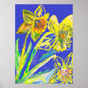 Crazy Abstrakt Daffodin Spring Garden Art Poster